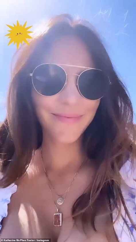 Katharine McPhee jokes about her bust as she breastfeeds her infant son Rennie | Daily Mail Online Celebrity Children, Katharine Mcphee, Glamour World, Old Singers, Celebrity Kids, Who Said, Round Sunglass Women, Daily Mail, Round Sunglasses