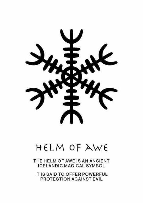 Viking Symbols And Meanings, Viking Rune Tattoo, The Helm Of Awe, Runes Meaning, Protection Against Evil, Viking Tattoo Symbol, Protection Tattoo, Viking Tattoo Sleeve, Symbole Viking