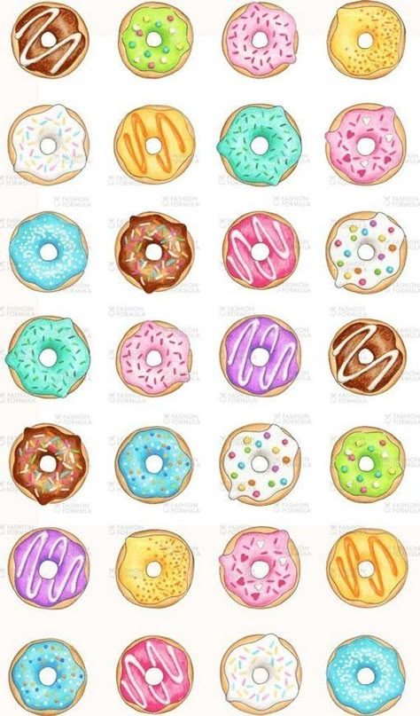 Donut Drawing, 귀여운 음식 그림, Cute Food Drawings, Food Stickers, Cute Kawaii Drawings, Kawaii Doodles, Food Drawing, Kawaii Drawings, Aesthetic Stickers