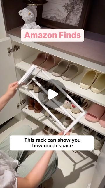 Mamas Finders on Instagram: "Shoe Storage Hack! 👟 This genius rack is your closet’s new best friend! It expands to fit ALL your shoes and folds flat when not in use. Perfect for any space! ✨😍 Comment WANT, & I’ll DM you the link🫶🏻 *( Make sure you’re FOLLOWING @mamasfinders so I can dm you ), or you can find it under “Organizers“ category on my Amazon Storefront (LINK IN BIO!)🩷I love it 🥰 This is game-changer. It’s compact, sturdy, and perfect for organizing your shoe collection. No more cramped closets! Plus, it’s versatile – great for kitchen storage too!✨   ** If for some reason you don’t get the link DM (IG can have a lot of glitches!🙈) you can tap the link in my bio to shop!*  #shoesstorage #entrywayorganization #homeorganization #spaceoptimization #spacesolutions #closetorgani Amazon Shoe Storage, Bedroom Shoe Storage Ideas, No Shoes In The House Ideas, Shoe Dividers, Shoe Storage Ideas Closet, Shoe Storage Hack, Closet Shoe Organization, Shoe Organization Ideas, Shoes Storage Ideas