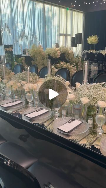 Royal Luxury Events on Instagram: "Classic elegance meets modern chic at this black and white wedding reception, adorned with delicate baby’s breath floral arrangements and romantic candles.🕯️🤍✨  Floral, Decor & Rentals: @royalluxuryevents Venue: @halloflightsevents Dance Floor: @centerstage_floors Planner: @dureevents Bride: @dr.eyetravel  #weddings #weddingreception #weddinngreceptiondecor #sweethearttable #weddingflowers #babysbreath #elegantwedding #dallasweddings #texaswedding #weddingdesign #weddingdesigner #weddinginspiration #bride" Black And White Wedding Reception, White Wedding Reception, White Weddings Reception, Floor Planner, Dream Wedding Decorations, Romantic Candles, Grey Wedding, Baby S Breath, 75th Birthday