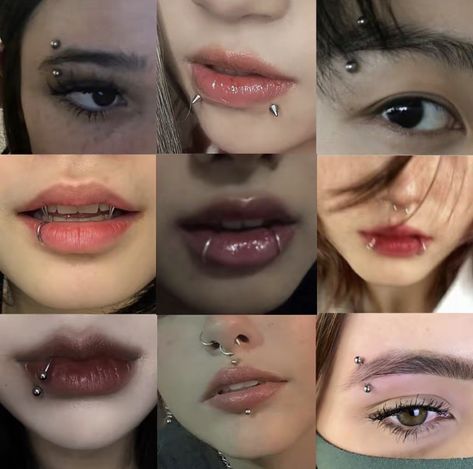 Types Of Mouth Piercings, Pearcings Ideas Face, Snake Bites Small Lips, Peircings Women Facial, Different Piercings Face, Face Piercings Chart, Facial Piercings Aesthetic, Cute Piercings Face, Lip Piercings Aesthetic