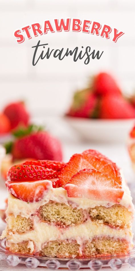 Fun Strawberry Desserts, Summer Desserts Strawberry, Best Strawberry Dessert Recipes, Terimasu Recipe Easy, Fresh Summer Desserts, Dessert Recipes Fruit, Strawberry Tiramisu Cake, Strawberry Desserts Recipes, Fancy Strawberry Desserts