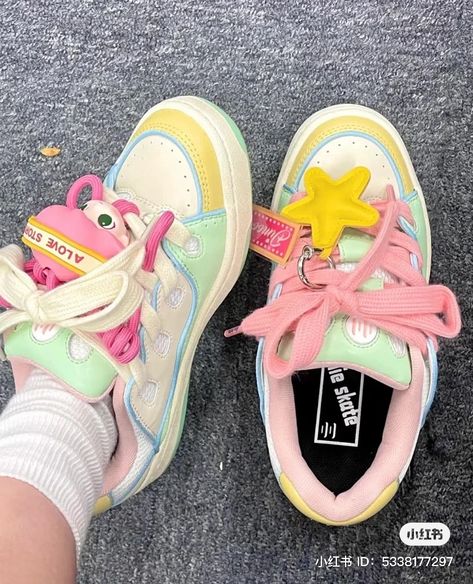 Kawaii Sneakers For Spring Streetwear, Platform Shoes Kawaii, Kawaii Chunky Sneakers, Kidcore Platform Shoes, Kawaii Synthetic Sneakers For Streetwear, Spider Dress, Decora Aesthetic, Girly Backpacks, Sneakers Nike Jordan