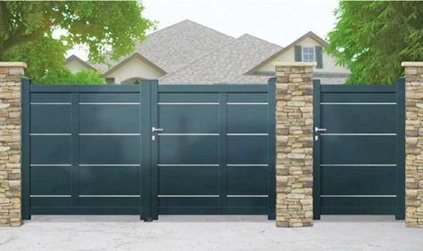 Contemporary gate designs are perfect for people who wish to incorporate the latest trends into their house decorating style Modern Gates Design, Simple Gate Designs, Simple Gate Design, Modern Gates, Simple Gate, Gate Design Ideas, Metal Gates Design, Home Gate, Modern Driveway