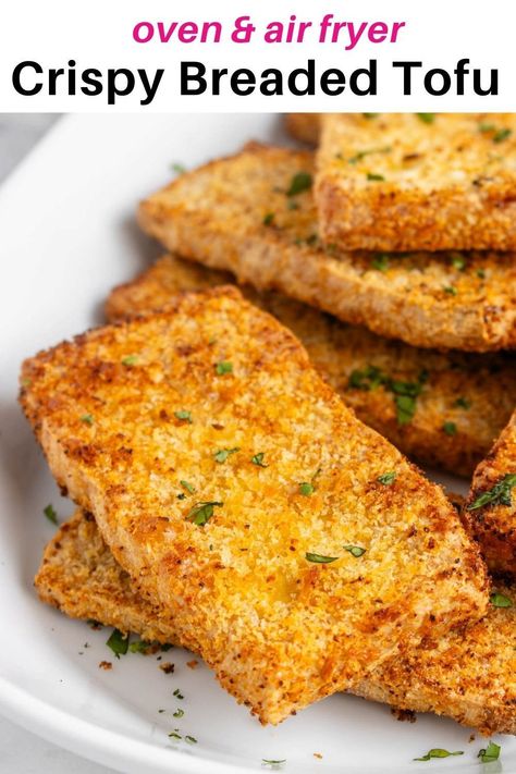 Breaded Tofu Air Fryer, Breaded Tofu Recipes, Baked Tofu Crispy, Tofu Recipes Air Fryer, Tofu Patties, Firm Tofu Recipes, Tofu Crispy, Tofu Snacks, Breaded Tofu