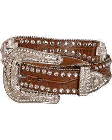 Blazin Roxx Scalloped Rhinestone Cross Croc Print Belt, Brown Baile Outfits, Vaquera Outfits, Western Items, Sparkle Jeans, Highlight Brown, Belts And Buckles, Cowgirl Belts, Bling Belts, Mexican Fashion