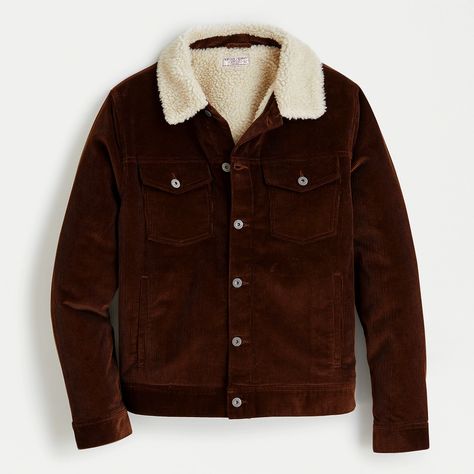 Shop J.Crew for the Corduroy jacket with sherpa collar and eco-friendly Primaloft® for Men. Find the best selection of Men Outerwear available in-stores and online. Corduroy Trucker Jacket, Men Outerwear, Military Surplus, Suit Pant, Classic Outdoor, Rustic Brown, Trucker Jacket, Corduroy Jacket, Sherpa Lined