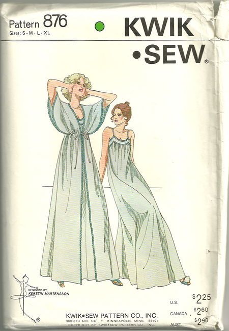 KW 876 (c. 1979) Nightgown Pattern, Kwik Sew Patterns, Patron Vintage, Peignoir Sets, Kwik Sew, Vintage Nightgown, Couture Mode, Nightgowns For Women, Couture Vintage