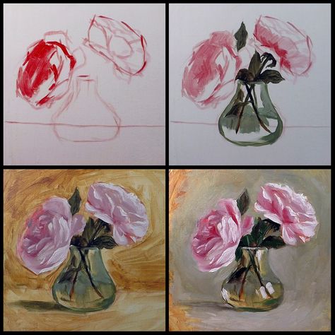 Step by step oil painting tutorial. Click for the full HD tutorial clip. Oil Painting Roses Tutorial, Rose Painting Tutorial Step By Step, Flower Oil Painting Tutorial, Rose Oil Painting Tutorial, Oil Painting Techniques Step By Step, Acrylic Canvas Painting Tutorials, Oil Pastel Flowers Tutorial, Rose Painting Step By Step, Oil Paint Step By Step