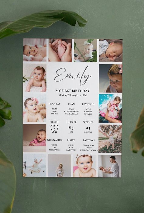 First Birthday Frame Ideas, Latest Photo Frames, Baby Photo Collages, Happy Birthday Bestie, Baby Photo Frames, Baby Announcement Pictures, Vintage Photo Album, Calendar Pictures, Baby Boy Scrapbook