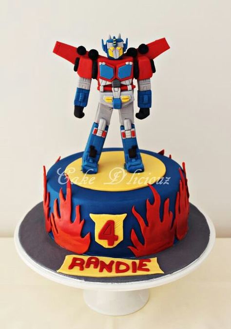 Birthday Cake Optimus Prime Birthday Cake, Transformer Cakes For Boys, Transformer Birthday Cake, Optimus Prime Cake, Transformers Birthday Cake, Rescue Bots Birthday, Robot Cake, Transformers Party, Transformers Cake