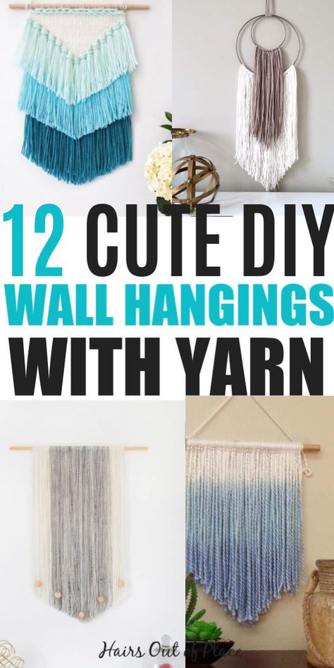 Yarn Bedroom Decor, Yarn Projects Diy Simple, Easy Wall Craft Ideas, Craft Ideas For Adults Room Decor, Dollar Tree Yarn Crafts, Diy Yarn Crafts To Sell, Easy Diy Room Decor For Teens, Crafts For Teens To Make For Room, Teen Crafts Diy