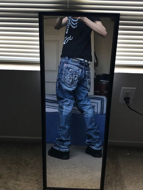 Rock Revival Jeans Aesthetic, Rock Revival Jeans Mens Outfit, Rock Revival Jeans Outfit Y2k, Rock Revival Jeans Outfit, Edgar Aesthetic, Fashion Inspo Outfits Men, Rock Revival Outfit, True Religion Jeans Outfit, Rock Revival Style