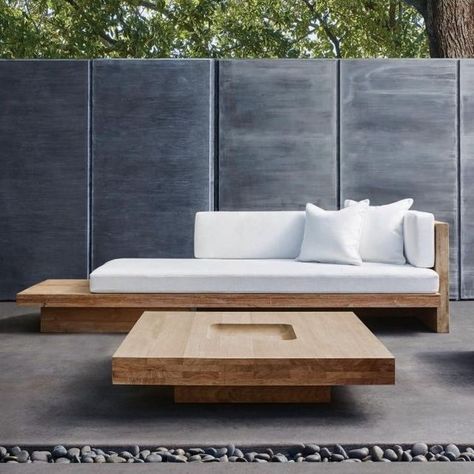 Dennis Lee Furniture on Instagram: "Create a serene, minimalist outdoor retreat with the distinctive Plateau #outdoorfurniture collection from Sutherland Furniture - shown are the Right Arm Facing Daybed-Sofa and Coffee Table, both constructed of #teak that can be finished to weather naturally to a soft gray or sealed to maintain its signature warm color. Learn more about #sutherlandfurniture and its #luxuryoutdoorfurniture at #dennisleefurniture in Dothan, Alabama. #teakfurniture Photo from S Sutherland Furniture, Lee Furniture, Dothan Alabama, Luxury Outdoor Furniture, Daybed Sofa, Outdoor Retreat, Teak Furniture, Daybed, Warm Colors