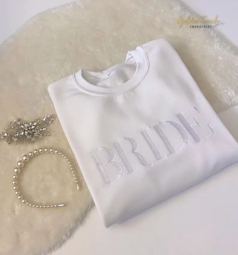 All White Bride Sweatshirt | Bride Gift | Bridal Shower | Bachelorette Present | Honeymoon Mrs White, Custom Jean Jacket, Bride Sweatshirt, Bridal Bachelorette Party, Pearl Bride, Bride Bachelorette, Womens Sweatshirts, Bachelorette Outfits, Elegant Sophisticated