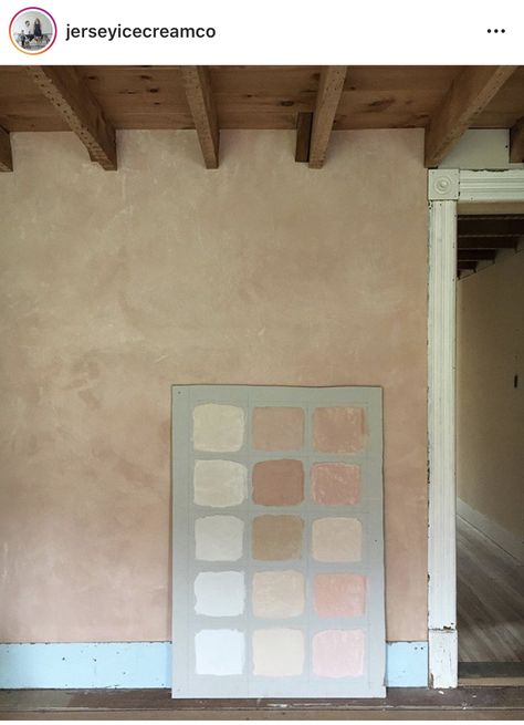 Pink Lime Wash Bathroom, Pink Color Wash Walls, Sand Limewash Walls, Light Pink Limewash, Rustic Pink Interior, Dusty Rose Limewash, Terracotta Plaster Wall, Plaster Pink Kitchen, Blush Limewash Walls