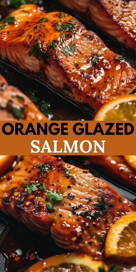 This Orange Glazed Salmon recipe combines rich, buttery salmon with a citrusy glaze that creates a harmony of flavors that’s hard to beat!  You'll love how the sweetness from the orange balances perfectly with the fish!  Plus it's quick & easy to whip up at home! Enjoy. Orange Glazed Salmon, Best Salmon Recipe, Salmon Recipes Baked Healthy, Salmon Glaze Recipes, Tuna Steak, Grilled Salmon Recipes, Fish Dinner Recipes, Easy Salmon Recipes, Fish Recipes Healthy