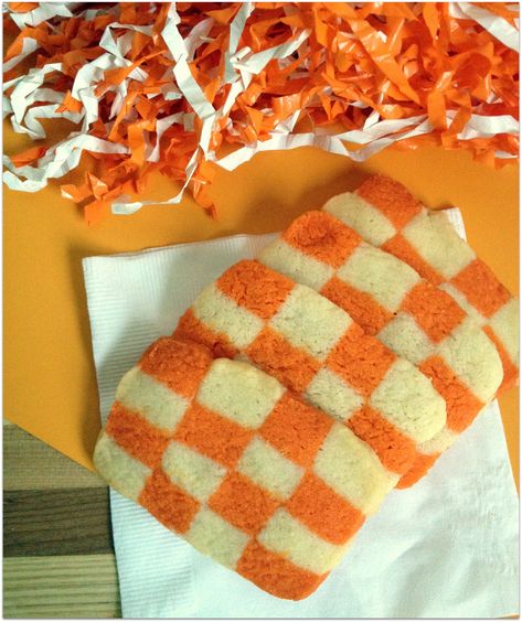 Tennessee Cookies, Tennessee Football Party, Tennessee Checkerboard, Black Cookies, Tailgate Treats, Checkerboard Cookies, Go Vols, Orange Party, Tennessee Football