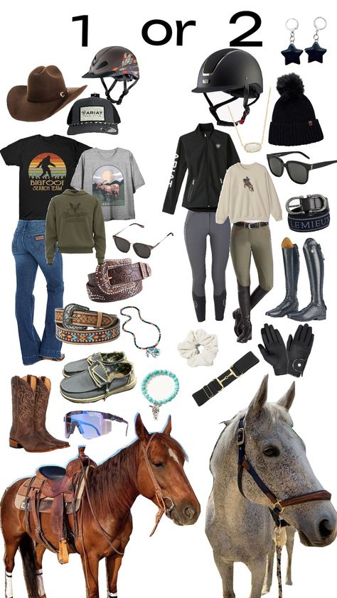 do you guys do western or english riding? ✨ #english #western #equestrian #westernaesthetic #englishriding #westernoutfits #englishoutfits #horses #horsegirl Western Horse Riding Outfit, Riding Outfits English, Horse Back Riding Outfits Women, Western Riding Outfits, English Riding Outfit Equestrian, Western Riding Outfit, Riding Outfit Western, Winter Horse Riding Outfit, Horseback Riding Outfit Casual