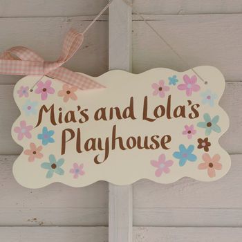 Playhouse Diy, Playhouse Decor, Outside Playhouse, Childrens Playhouse, Garden Playhouse, Girls Playhouse, Playroom Signs, Backyard Playhouse, Build A Playhouse