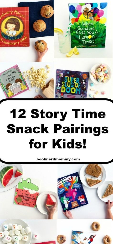 12 Easy and Fun Story Time Snack Ideas for Kids · Book Nerd Mommy Picture Book Inspired Snacks, Book Inspired Snacks, Literary Snack Idea, Book Theme Snacks, Children's Book Activities, Literacy Snack Ideas, Storybook Snacks, Literary Snacks, Preschool Snack Ideas For Classroom