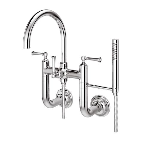 Tisbury Wall Mount 2-Handle Tub Filler with Hand Shower - Product Detail - Pfister Faucets Wall Mounted Tub Filler, Shower Fixtures, Vanity Faucet, Tub Spout, Tub And Shower Faucets, Tub Filler, Tub Faucet, Bath Fixtures, Free Standing Tub