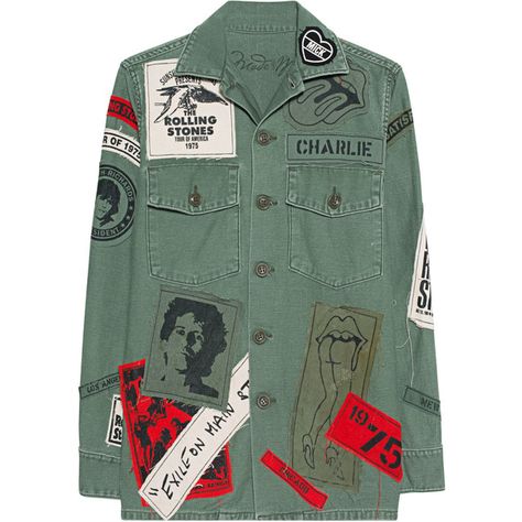 MadeWorn Stones Exile On Main St Army // Denim jacket with band... (69,110 INR) ❤ liked on Polyvore featuring outerwear, jackets, coats, green jean jacket, rock and roll jacket, green denim jacket, star jacket and patch jean jacket Patch Jean Jacket, Jean Jacket And Jeans, Green Jean Jacket, Army Jackets, Star Jacket, Jean Jacket Patches, Denim Jacket And Jeans, Green Denim Jacket, Patched Denim