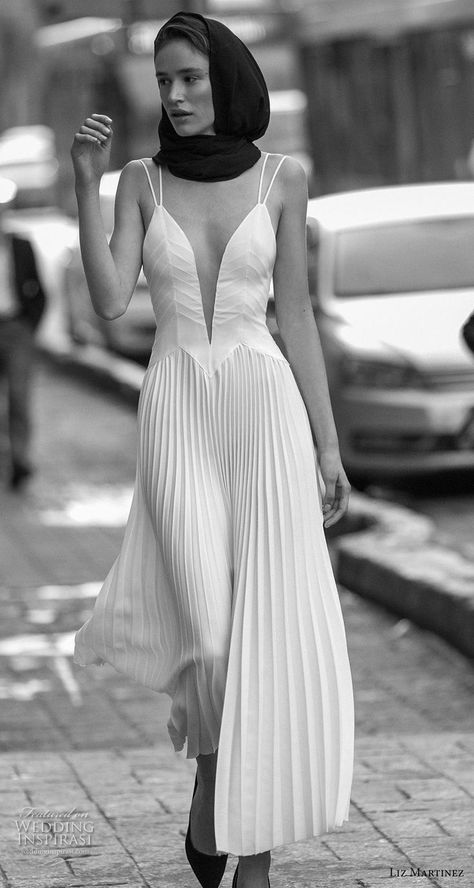 Double Strap Dress, Wedding Dresses Ankle Length, Pleated White Dress, Ankle Wedding Dress, Deep Neckline Dress, Deep Back Dress, Pleated Wedding Dress, Ankle Length Wedding Dress, Pleated Wedding Dresses