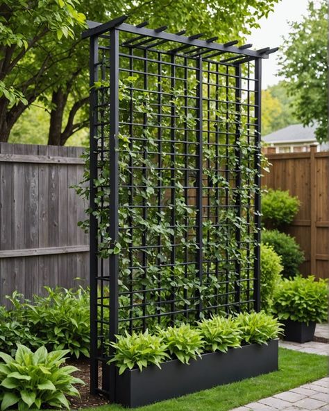 20 Amazing Vertical Trellis For Your Backyard – ToolzView Trellis On Retaining Wall, Front Yard Landscaping With Trellis, Long Planter Ideas Outdoor, Tall Trellis For Privacy, Metal Trellis Ideas Diy Climbing Vines, Tall Fences For Privacy, Side Yard Ideas Narrow Between Houses, Trellis For Privacy, Small Walled Garden