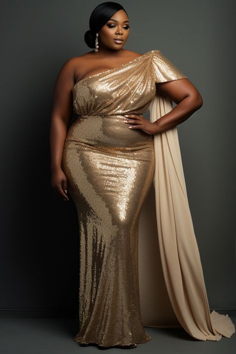 Wedding Patterns Design, Evening Gowns Plus Size Formal, Gold Plus Size Dresses Gowns, Black And Gold Plus Size Dress, Gold Plus Size Wedding Dress, Plus Size Gold Dress, Plus Size Formal Dresses With Sleeves, Plus Size Champagne Dress, Champagne Bride Dress