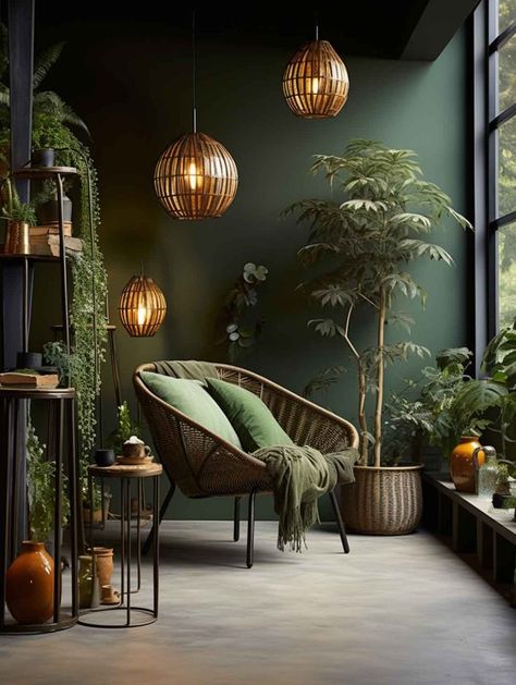 Green Interior Decor, Apartment Cozy, Room Neutral, Hippie Living, Tropical Interior, Deco Jungle, Rugs Boho, Dressing Table Design, Room Cozy