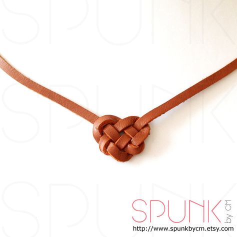 Celtic Heart Knot Leather Necklace SADDLE TAN by SPUNKbyCM Celtic Heart Knot, Celtic Knot Necklace, Heart Knot, Celtic Heart, Leather Jewellery, Leather Diy Crafts, Jewelry Knots, Leather Carving, Leather Art