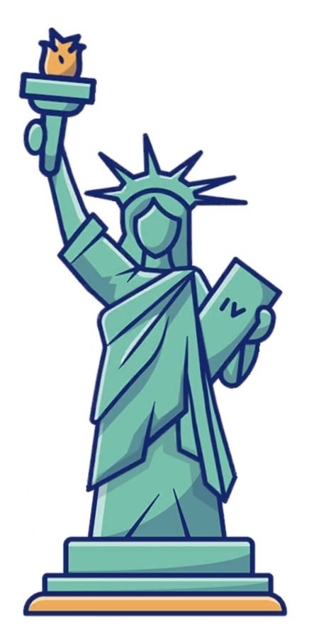 New York Statue Of Liberty Drawing, Statue Of Liberty Drawing Easy, Ingles Aesthetic, Usa Drawing, America Drawing, Statue Of Liberty Art, Statue Of Liberty Drawing, Vintage Aesthetic Stickers Printables, History Drawing