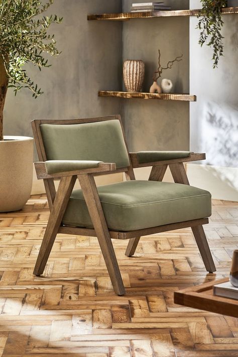 Forest Green Accent Chair, Wooden Chair Living Room, Big Dining Chairs, Chair For Drawing Room, Sage Green Accent Chair Living Room, Sage Green Accent Chair, Sage Green Chair, Bedroom Side Chair, Arm Chair Living Room