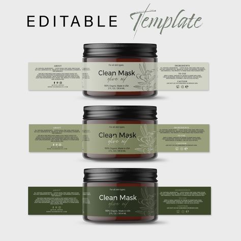 FIND MORE COSMETIC JAR LABELS HERE: https://www.etsy.com/shop/PineBayStudio?ref=seller-platform-mcnav&section_id=39615626 Editable Cosmetic Jar Label Template, Printable Beauty Product Label Design, DIY Custom Cosmetic Labels, 2oz 4oz 8oz 16oz Skin Care Labels If you have idea to make your own small business, don't wait for another day, create it! One of the most important things is to make lasting impression with stunishing Product Branding.  Add the finishing touch to your Beautiful Beauty Pro Skincare Jar Packaging, Bottle Label Design Ideas Branding, Small Label Design, Beauty Label Design, Beauty Product Branding, Cosmetic Label Design Beauty Packaging, Lotion Label Design, Product Label Design Ideas, Beauty Product Label Design