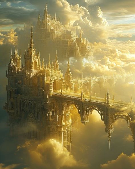 Fantasy Aesthetic Places, City In The Sky Fantasy Art, Fantasy Sky Castle, Fantasy City In The Sky, Fantasy Cloud City, Sky Kingdom Fantasy Art, Sky City Fantasy Art, Floating City Fantasy Art, Castle On The Sky