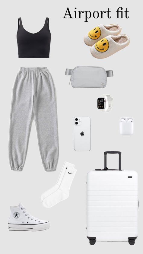 #airportfit #airportfitspo #chillfits Sweatpant Outfits, Cute Airport Outfit, Air Port Outfit, Air Port, Sweden Fashion, American Girl Doll Diy, Airport Outfits, Airport Fits, Outfit Inspired