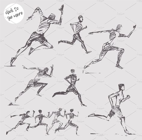 Person Saving Someone Drawing, People Excersing, Running Person Sketch, Running Pose Side View, Running Side View Drawing, Scared Running Pose, Character Walking Reference, Running Reference Drawing, Chibi Running Pose