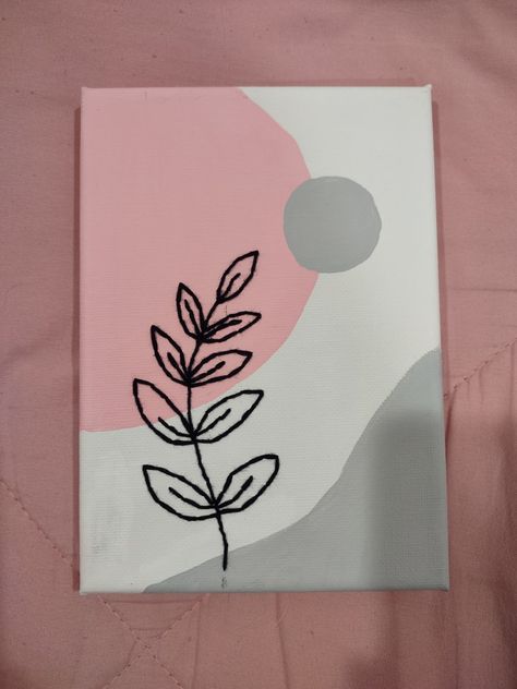 Diy Minimalist Painting Canvas, Easy And Cute Painting Ideas On Canvas, Easy Paintings Minimalist, Simple Drawings Paintings, Preppy Easy Painting Ideas, Diy Yarn Canvas Art, Aesthetic Wall Paintings Easy, Easy Things To Paint For Beginners Cute, Simple Boho Painting Ideas On Canvas