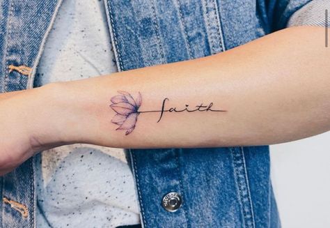 Aniket Name Tattoos, Tatoos Woman Forearm, Faith Flower Tattoos For Women, Faith Flower Tattoo, Elegant Wrist Tattoos, Freedom Tattoo Designs, Freedom Tattoo Ideas For Women, Becoming Independent, Name Flower Tattoo