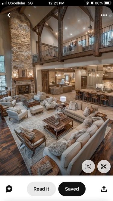 Barndominium Floor Plans Interior, Barndo Great Room, Ranch House Decor Bedroom, Huge Farmhouse Kitchen, Giant Living Room Ideas, House Interior Western, Additional Room Added To House, Shop House Living Room, Inside Houses Ideas