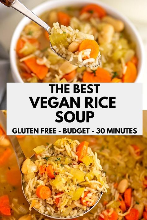 Vegan Chickpea Rice Soup, Vegetable Rice Soup Vegetarian, Rice Soup Recipes Vegetarian, Veggie Soup With Rice, Gf Df Soup Crock Pot, Rice And Vegetable Soup, Quinoa Soup Vegan, Spinach Soup Vegan, Crockpot Soup Vegan