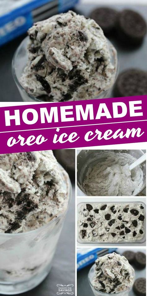 Oreo Ice Cream Recipe, Homemade Oreo Ice Cream, Desserts For Kids, Ice Cream Recipes Machine, Easy Homemade Ice Cream, Pumpkin Pie Ice Cream, Dessert Oreo, Easy Ice Cream Recipe, Vanilla Ice Cream Recipe