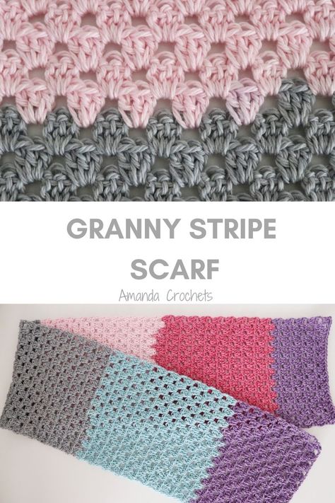 Granny Stripe Scarf Pattern, Granny Stitch Scarf Pattern, Granny Stripe Crochet Scarf Free Pattern, Crochet Scarf Granny Stitch, Granny Stripe Crochet Scarf, Crochet Granny Stripe Scarf, Crochet Scarf Self Striping Yarn, Crochet Granny Stitch Scarf, Crochet Granny Stitch Scarf Free Pattern