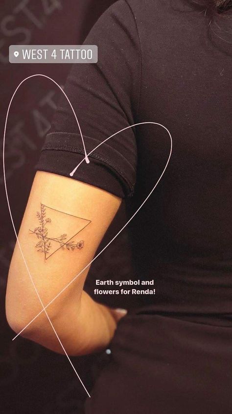 Earth Symbols Tattoo, Earth Element Tattoo Virgo, Earth Symbol Tattoo Virgo, Element Earth Tattoo, Tattoo Earth Symbol, Earth Element Symbol Tattoo, Earth Triangle Tattoo, Earth Alchemy Tattoo, Earth And Air Tattoos