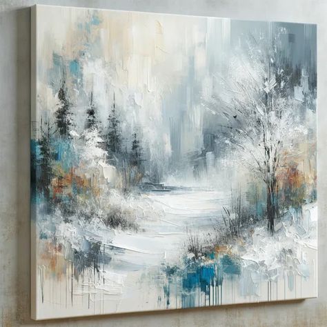 Blue Tree Painting, Winter Painting Ideas On Canvas, Trees On Canvas, Impasto Landscape, Abstract Artwork Painting, Tennessee House, Blue Trees, Watercolor Art Landscape, Winter Landscape Painting