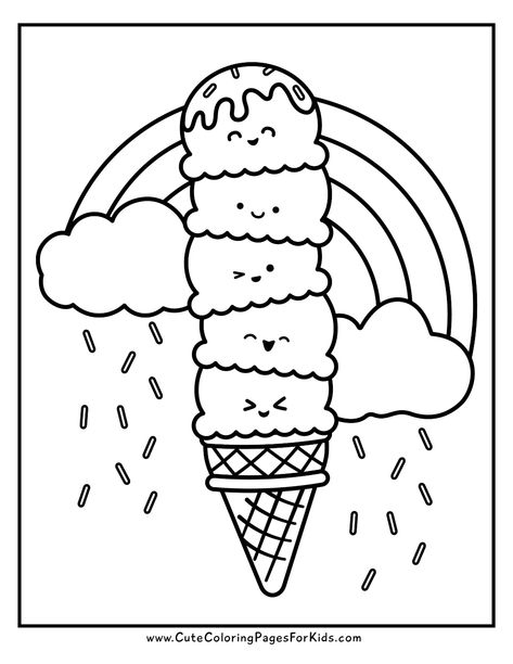 Ice Cream Coloring Pages: The Cutest Free Printable PDFs - Cute Coloring Pages For Kids Ice Cream Sundae Coloring Page, Ice Cream Colouring Sheet, Free Summer Coloring Sheets, Ice Cream Cone Coloring Page, Coloring Ice Cream, Coloring For Kids Free Printables, Ice Cream Coloring Page Free Printable, Free Ice Cream Printables, Ice Cream Art Projects For Kids