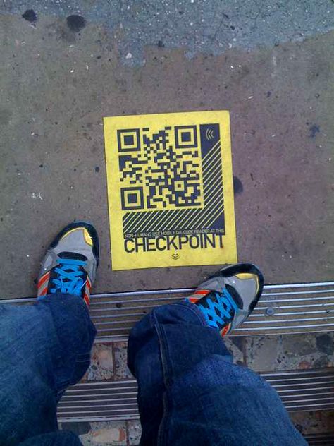 Using QR Effectively in Your Next Guerrilla Marketing Campaign Guerilla Marketing Ideas Creative, Creative Campaigns Advertising, Floor Stickers Advertising, Qr Code Advertising, Outdoor Marketing Ideas, Qr Code Creative, Floor Wayfinding, Guerilla Marketing Ideas, Creative Qr Code