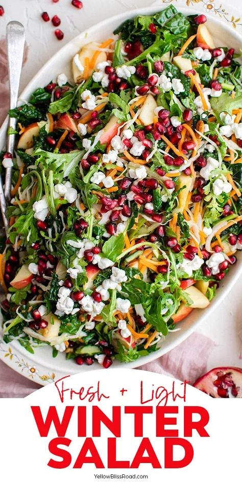 Christmas Salad Recipes, Winter Salad Vinegrette, Hanukkah Salad, Christmas Salads Recipes Holidays, Salad Recipes Winter, Clean Eating Christmas Recipes, Winter Green Salad, Holiday Potluck, Winter Salads